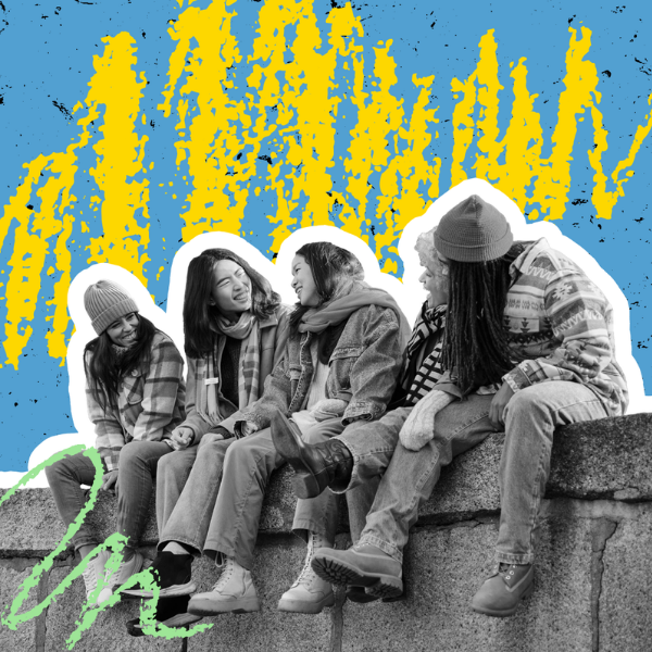 young people sitting on a wall