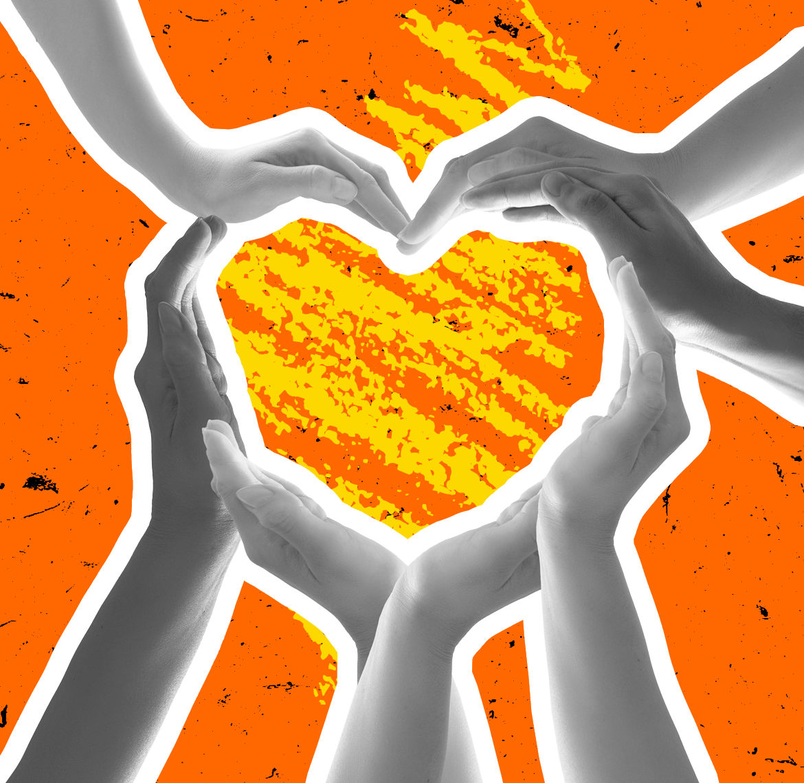 Hands in. a heart shape. 