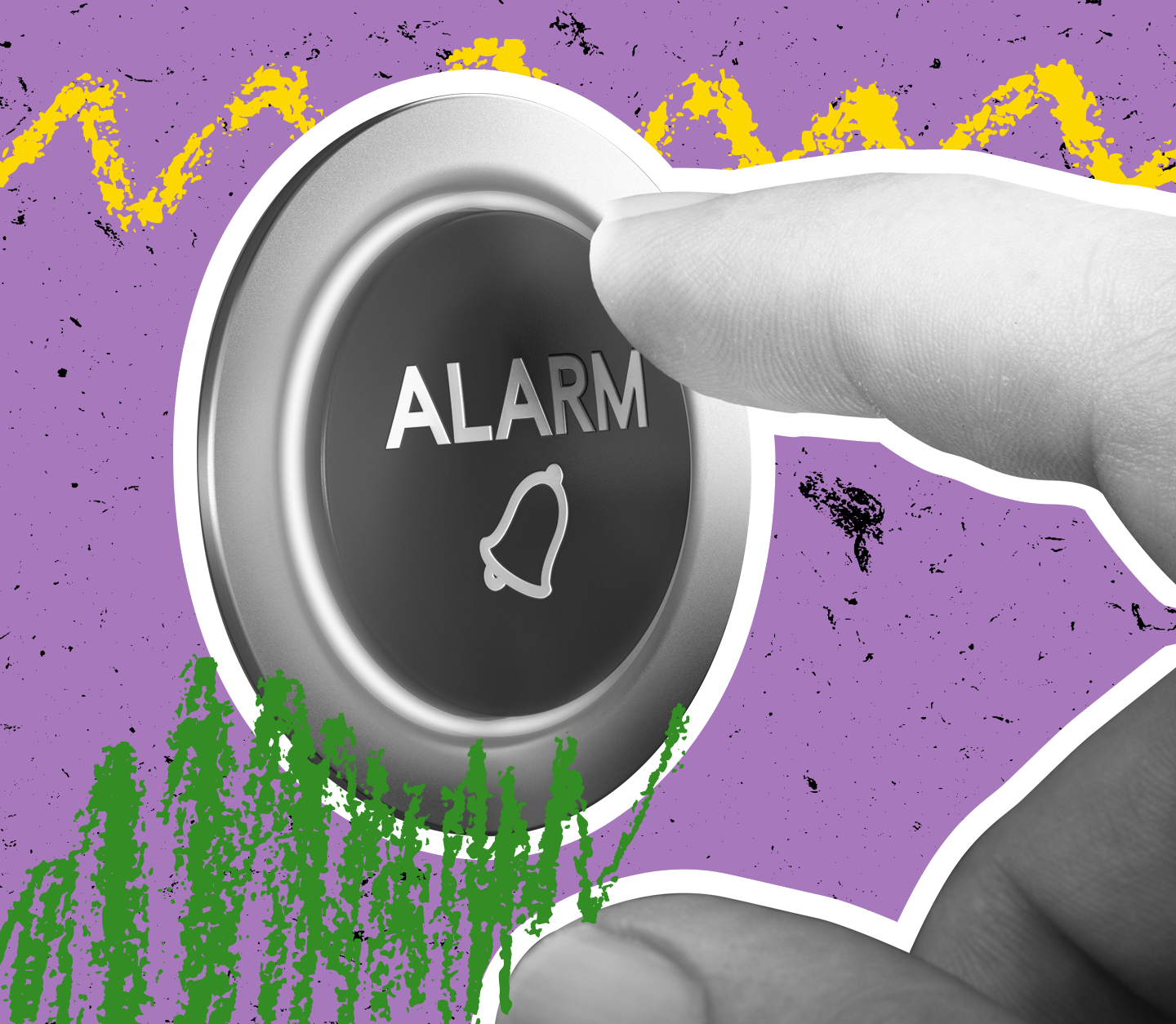 A finger pushing an alarm button .