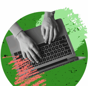 hands typing on a laptop computer