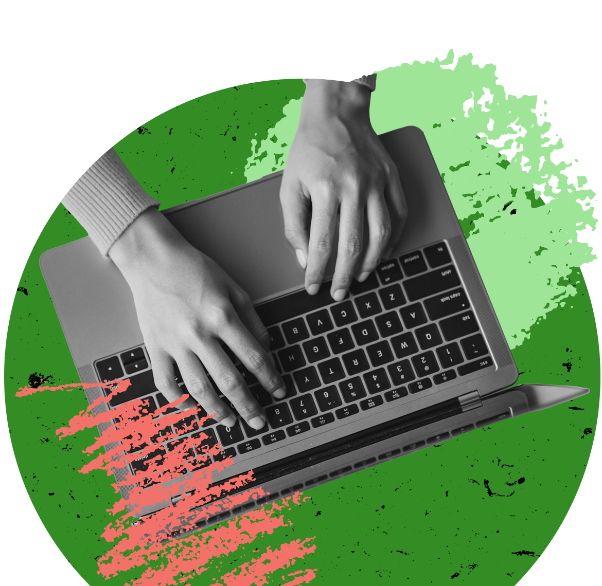 hands typing on a laptop computer